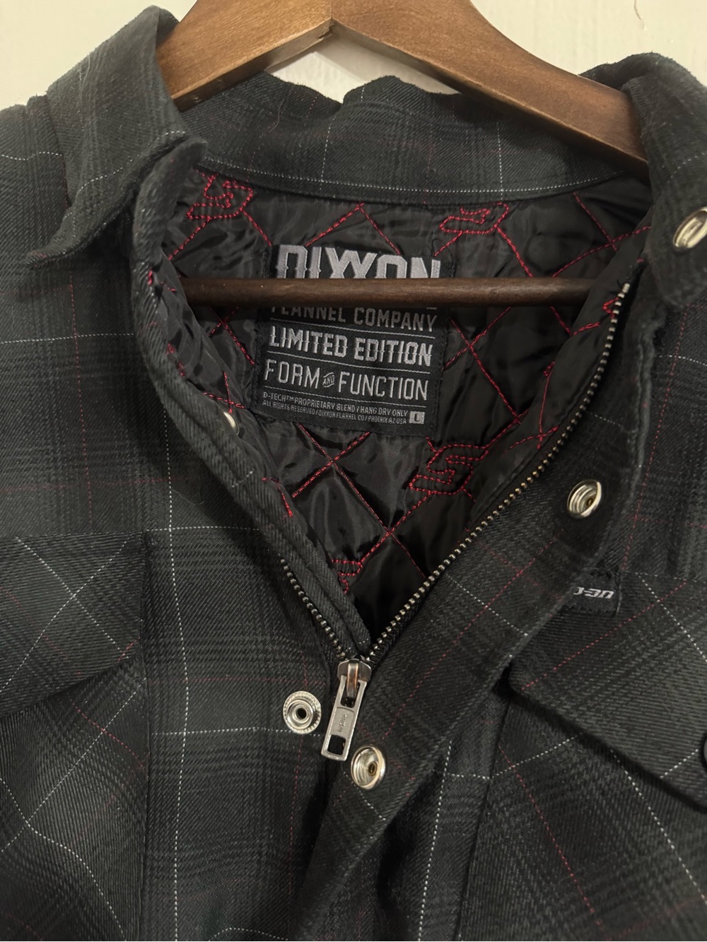 Dixxon Flannel Quilted Lined Shirt Jacket Mens Large Black Plaid Shacket Snap - Picture 5 of 12